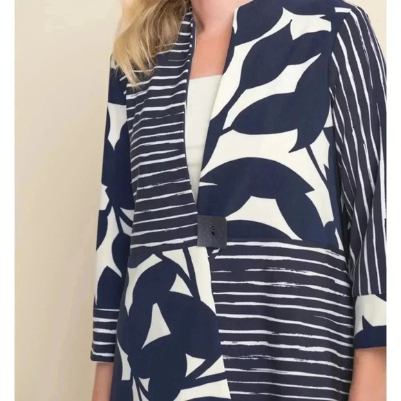 Joseph Ribkoff | Midnight Blue| White  Jacket - Picture 3 of 11